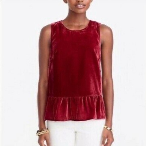 J Crew Factory Drapey Velvet Peplum Tank Top - Picture 1 of 6